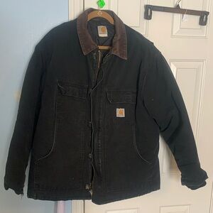 Carhartt Men's 3XL Black Jacket with Brown Collar